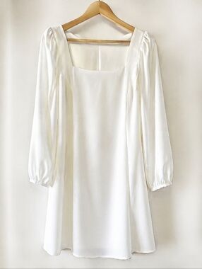 Amanda Uprichard Walsh Dress Ivory Square Neck Mini Dress Bridal Shower Event